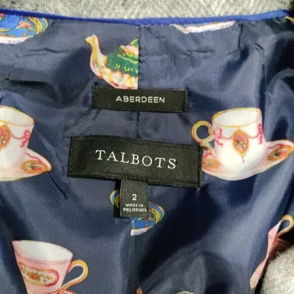 Talbots Wool Aberdeen Houndstooth Notch Lapel Single Breasted Blazer Gray US 2 - Picture 6 of 15